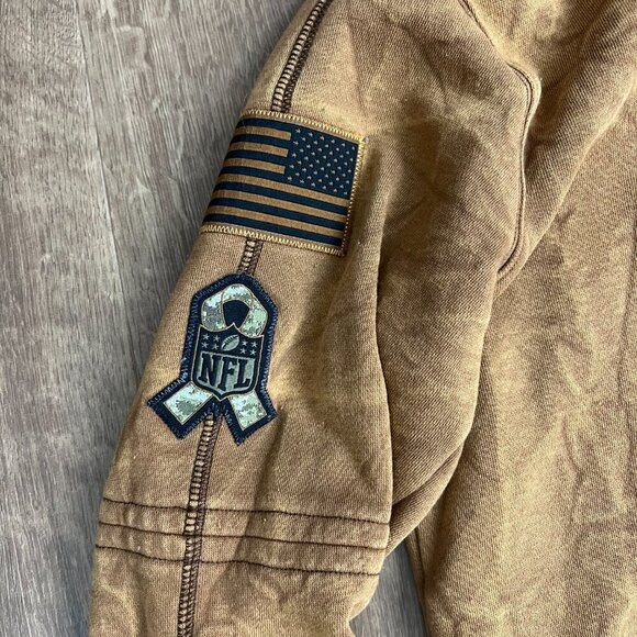 Nike NFL Carolina Panthers Salute to Service 2023 Sideline Brown Hoodie Sz M - Picture 2 of 8